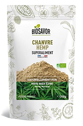 BIOSAVOR - Poudre de Chanvre bio 200g - Hemp powder - 100% Naturelle & Pure - Vegan et sans Gluten - Fabriqué en France Cover