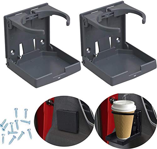 YoMaris Porte-Boisson Pliable réglable 2 pièces avec vis et Bandes, Porte-gobelets Automobiles pliants pour Camion de Bateau de Voiture. (Gris)