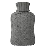 Samply Wärmflasche, 2 l, mit Strickbezug, grau