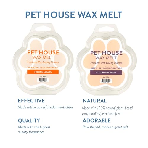 Image of One Fur All Pet House Scented Wax Melts Natural, Plant Based Soy Wax Melts for Pet Odor, Long Lasting Fragrance for Fresh Smelling Homes, Falling Leaves and Autumn Harvest, Pack of 2
