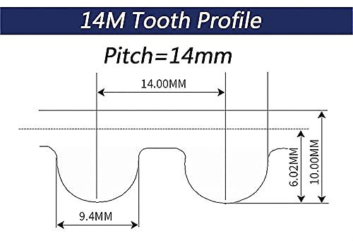 Correa dentada HTD de goma negra de 50 mm con 128 dientes y 1792 mm para transmisiones 3