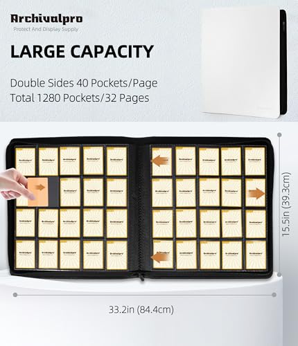 Image of Premium 20 Pocket Card Binder, Holds 1280 Cards for MTG TCG Sports Game Cards(White,20 Pocket)