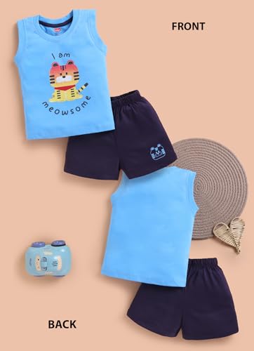 Image of LuvLap Baby Boys 100% Cotton Sleeveless Boys Tank Top & Shorts Set Pack of 3