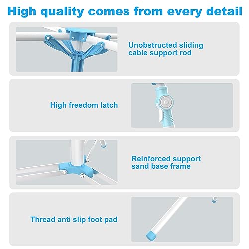 AISIR Clothes Airer Clothes Drying Rack Indoor Outdoor, Clothes Horse Laundry Racks Foldable with 4 Arms for Hangers, Adjustable Height 110-180cm. - Image 4