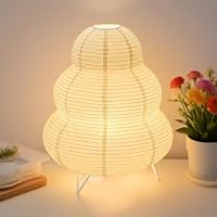 Reispapier Lampenschirm, Papier Tischlampe Weiß Nachttischlampe Stehlampe Tischleuchte Lampenschirm mit E14 Fassung, Schalten und Glühbirne, Hängelampe Ersatzlampenschirme 1.5m kabel, H 26cm