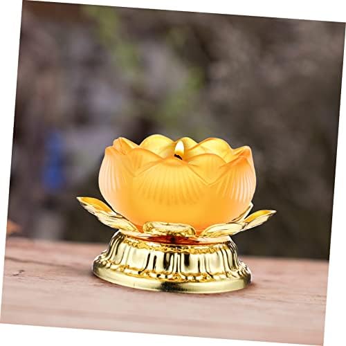 jojofuny Lotus Ghee Lamp Holder Christmas Candle Holder Buddha Flower Candle Holder Stand for Candle Christmas Candlestick Shape Candle Stand Desktop Decor Alloy Vintage Represent