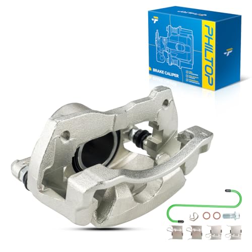 Image of PHILTOP Front Right Brake Caliper for 2010-2019 Toyota Corolla 19B3435 | Front Right Brake Caliper: Includes 1 Silver Caliper, Bracket, and Hardware. Ductile Iron with Zinc Plating