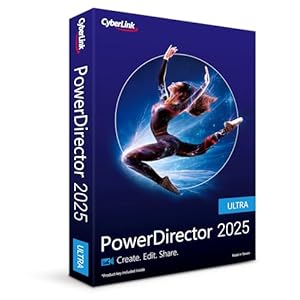 CyberLink PowerDirector 2025 Ultra | Easy AI Video Editing | Easy-to-Use Video Editing Software for Windows With Visual Effects | Slideshow Maker | Screen Recorder | Box with Download Code