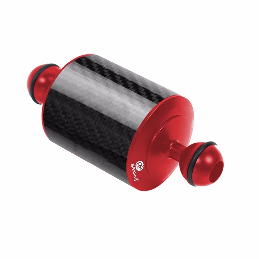 BGNing Carbon Fiber Float Buoyancy Aquatic Arm Dual Ball SLR Camera Diving Extension Tray Compatible with GoPro and other Action Camera (5inch,Red)
