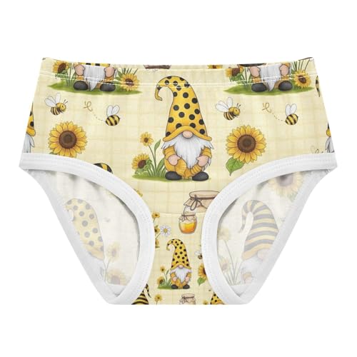 Girls Briefs, Gnomes Yellow Black Striped Toddler Briefs, Girls Cotton Underwear, 2T–8 Years