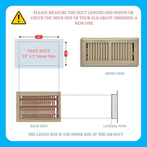 Image of 2 inch x 12 inch Brown Floor Register 2 Way - Stamped Face Steel Vent Cover, HVAC Floor Grille for AC Heat, Fits 2x12 Duct Opening, Heavy Duty Metal Register