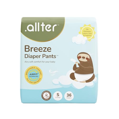 Image of .allter Breeze Baby Diaper Pants - S Size (4-8 Kgs) | 36 Count, Pack of 1 | AirFit Technology for Breathable Comfort| Dermat Tested | 12-Hour Dryness, Super Soft & Absorbent with Wetness Indicator