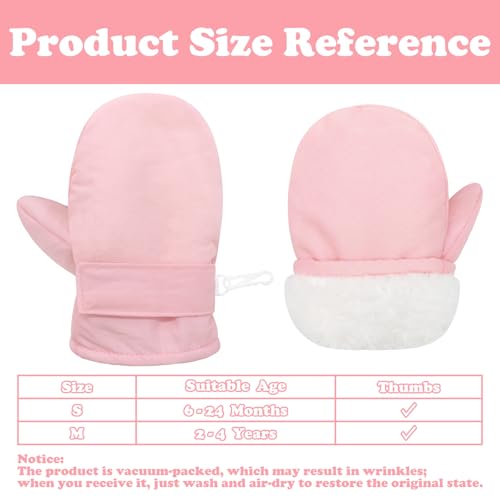 Image of Sarfel 2 Pairs Toddler Gloves Waterproof Toddler Winter Mittens for Kids Snow Gloves Warm Baby Winter Mittens for Boys Girls, Pink & Hot Pink, 2-5T