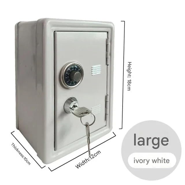 Kasetka ognioodporna Mini Bank Skarbonka Ukryte Sejfy Retro Obrotowe Hasło Pieniądze Monety Oszczędności Skrzynka Bankowa Sejf Automatyczny Sejfy meblowe(Ivory White)
