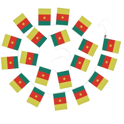 Image of AZ FLAG Cameroon 6 meters BUNTING Flag 20 flags 9'' x 6'' - Cameroonian STRING flags 15 x 21 cm