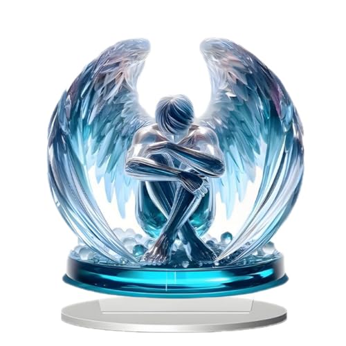 YORISMAL Blue Fluke Ornament, Flat Acrylic Angel Ornament, Valentine's Day or Easter Crafts
