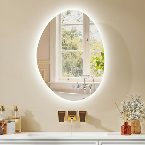 HOMCOM Armoire murale salle de bain avec miroir et éclairage LED, 50x14x70cm, meuble salle de bain à anti-buée, 3 températures de lumière, étagères...