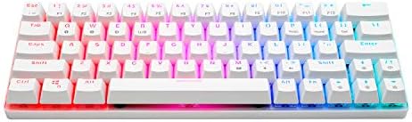 HUOJI 60% Mechanical Gaming Keyboard,Wired/Bluetooth 5.0 Modes,RGB Backlit Ultra-Compact Mini Keyboard, Compact 63 Keys Keyboard for PC/Mac Gamer,Office,Gaming,Homeoffice