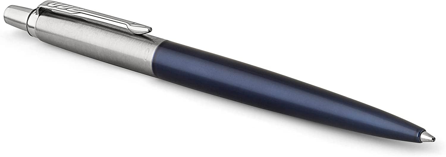 Parker Jotter Geschenkset mit Füllfederhalter und Kugelschreiber, Königsblau, mittlere Spitze, luxuriöse Metall-Geschenkbox im Lieferumfang enthalten