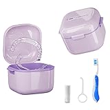 Denture Cup Bath，Portable Denture Case with Strainer Basket，braces False Teeth Storage Box Holder，Retainer case Cleaning，Soak Cup，With...