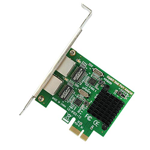 Ziyituod Tarjeta de Red RJ45 2 Gigabit LAN, Gigabit Ethernet PCI Express, Tarjeta controladora de Red, 2 Puertos Ethernet Card, 10/100/1000 Mbps LAN Adaptador convertidor para PC de Escritorio
