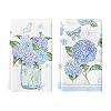 Artoid Mode Hydrangea Vase Butterfly Spring Kitchen Towels Dish Towels 18×26 Inch Summer Flowers Holiday Decoration Hand Towels Set of 2