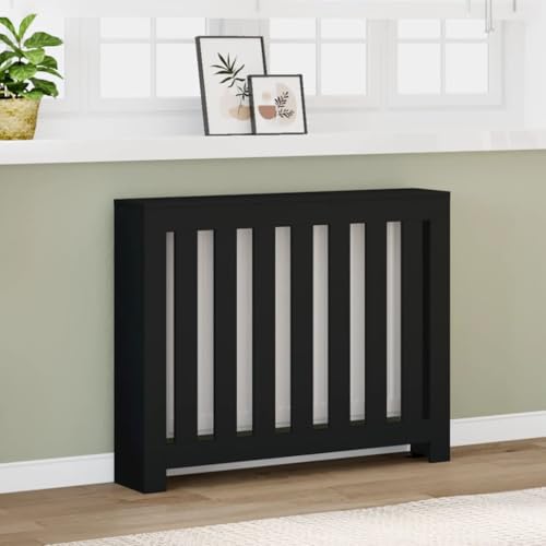 Sufrk Cubierta para radiador negra de 104 x 20 x 82 cm, de madera contrachapada, moderna y elegante para la casa, de MDF y acero
