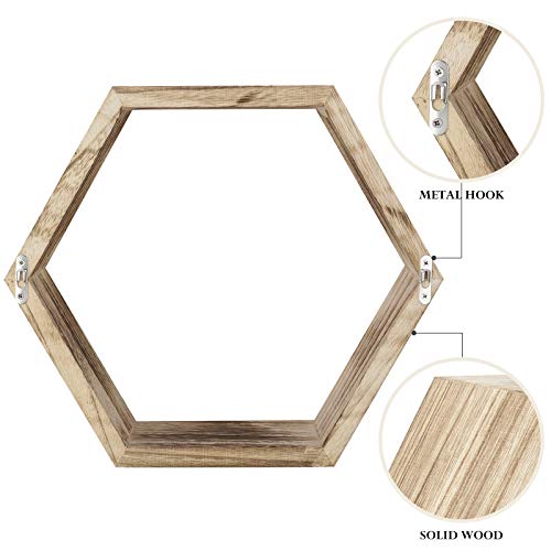 Liantral Hexagon Shelves, Set Of 6 Wall Shelves Floating Shelves, Wood Display Shelves For Wall Decor, Bathroom, Kitchen, Bedroom, Living Room, Office #TOP3