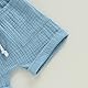 Yassiglia Baby Jungen Sommer Zweiteiler Outfit Musselin Kleidung Set Neugeborene Weiche Bekleidungssets Leinen T-Shirt + Elastische Shorts (Weiß+Blau, 12-18 Months)