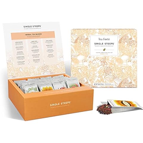 Tea Forte Single Steeps Loose Leaf Herbal Tea Sampler, Assorted Variety Tea Chest Box, Single Serve Pouches, 28 Count (Pack of 1) Cover