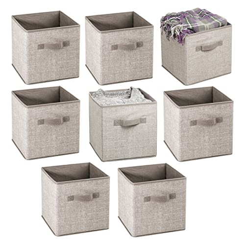 Mdesign Small Fabric Collapsible Organizer Cube Bin Box With Front Handle For Cube Furniture Units, Closet Or Bedroom Storage, Holds Clothing, Linens, Accessories - Lido Collection - 8 Pack - Linen #TOP10