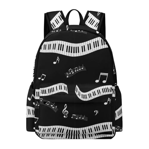 Sac à dos mignon pour ordinateur portable blanc motif touches de piano imprimé M mixte