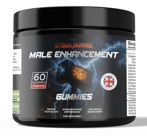 Storm Hammer Male Enhancement Gummies, Maxed Out with Muira Puama and Fenugreek Plus Ashwagandha and Maca, Pack of 60 Gummies, 30 Servings