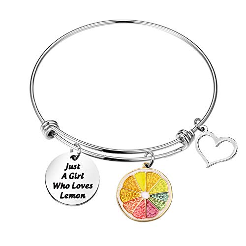 Image of WSNANG Lemon Gift Just A Who Loves Lemon Bracelet Cute Fruit Lemon Jewelry Fruit Style Jewelry Gift for Lemon Lovers (Lemon BR)