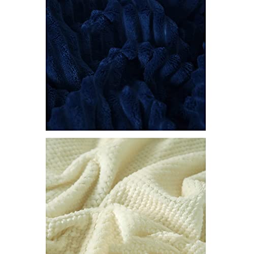 Luxury Corduroy Duvet Cover Extra Thick & Warmth Quilt Cover With Zip & Tie Bedding Set With 2 Pillowcase-Blue 220X240Cm(86"X94") #TOP3