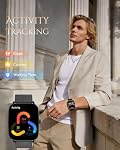 TOOBUR Smart Watch for Men Women, Answer/Make Calls, Fitness Tracker Watch, Step/Sleep/Heart Rate Tracker, IP68 Waterproof, Smartwatch Compatible Android Phone and iOS Phone, Black
