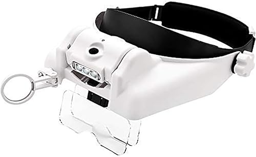 HunterBee - Lupa con luz LED para faros delanteros con lupa para manos libres para trabajos cercanos costura producción artesanal lectura y pintura