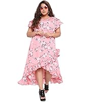 OOMPH! Women's Crepe Wrap Maxi Plus Size Dress - Blush Pink - od232_7XL