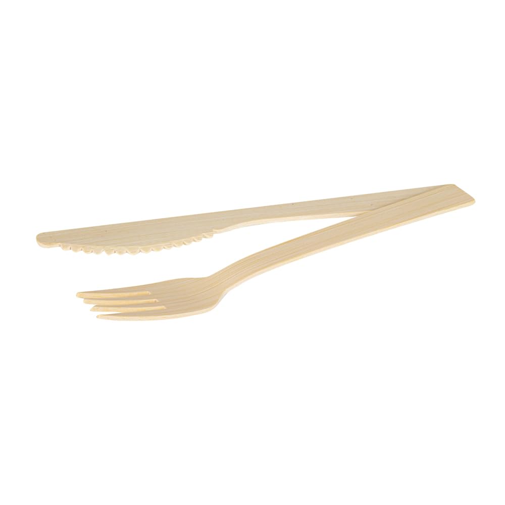 Restaurantware Bambuddha - Juego de utensilios de bambú de 7 pulgadas, 500 artículos de bambú desechables, tenedor, cuchillo y servilleta, acabado suave, cubiertos sostenibles de bambú que resisten el