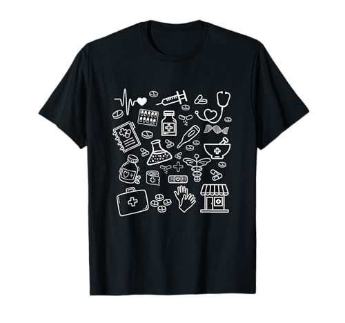 Pharmacist Technician Pharmacy Tech Cute Pharm Doodles T-Shirt