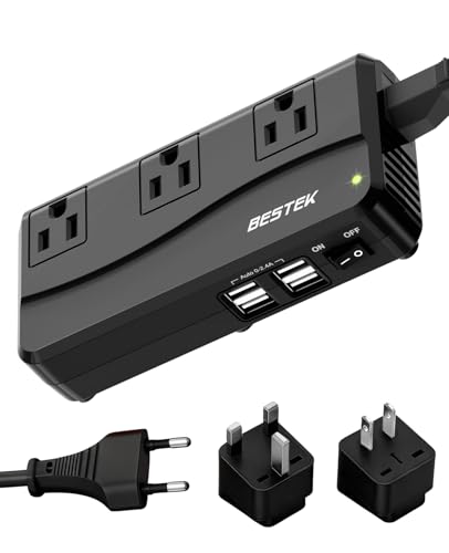 BESTEK Universal Travel Adapter 220V to 110V Voltage Converter with 6A 4-Port USB Charging and...