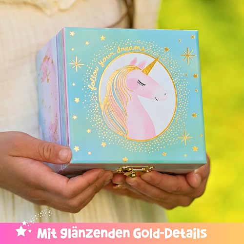 Musikalisches Einhorn-Schmuckkästchen für Mädchen – Kinder tanzende Einhorn-Spieluhr mit Spiegel, Einhorn-Geschenke für kleine Mädchen, Schmuckkästchen, Kindergeburtstagsgeschenk,3–10 Jahre