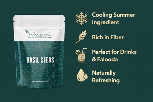 Image of Radha Govind Raw Basil Seeds for Eating 400 g High in Fiber and Omega3 Sabja Seeds