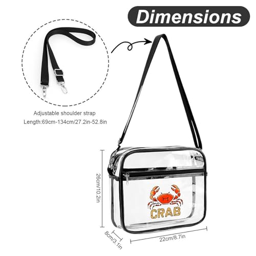 Crabs Cracking Large Clear Stadium Bag Clear Mini Messenger Bags with 2 Compartments Crossbody Bag2