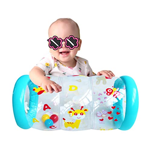 aniceday Rouleau Bébé Rouleau Gonflable Bebe Rouleau D'éveil Jouet Rampant Bebe Baby Roller pour Bébés (Bleu) Cover