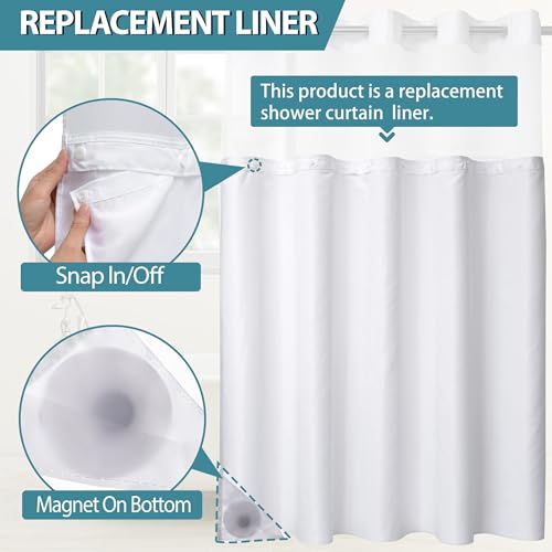 Conbo Mio 2 Pack Hotel Fabric Snap in Shower Curtain Liner Replacement Removable Water Repellent Liner for Bathroom Shower Curtain Liner 70W X 54H by Conbo Mio - Image 2