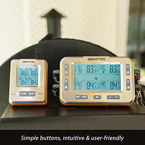 SMARTRO X50 Wireless Meat Thermometer 4 Probes 500ft Long Range BBQ Alarm Thermometer for Smoker Grilling Kitchen Food Cooking Thermometer for Meat - Thumbnail 2