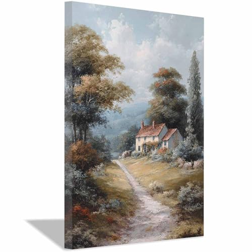 Peinture de Cottage Country Lane pour decoration murale salon et cuisine chaleureuse 60x80