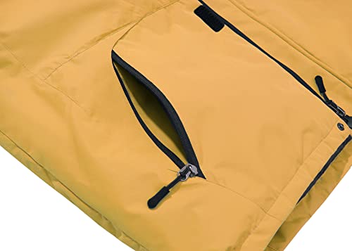 Spmor Men's Waterproof Ski Jacket Hooded Warm Winter Snowboard Coat Windproof Snow Outwear Spicy Mustard X-Large — view 6