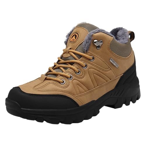 Zapatillas Deportivas Hombre Invierno Calzado Exterior Cómodas Ligeras Trekking Senderismo Algodón Abrigadas Acolchadas Transpirables Suela Antideslizante (Brown, 45)